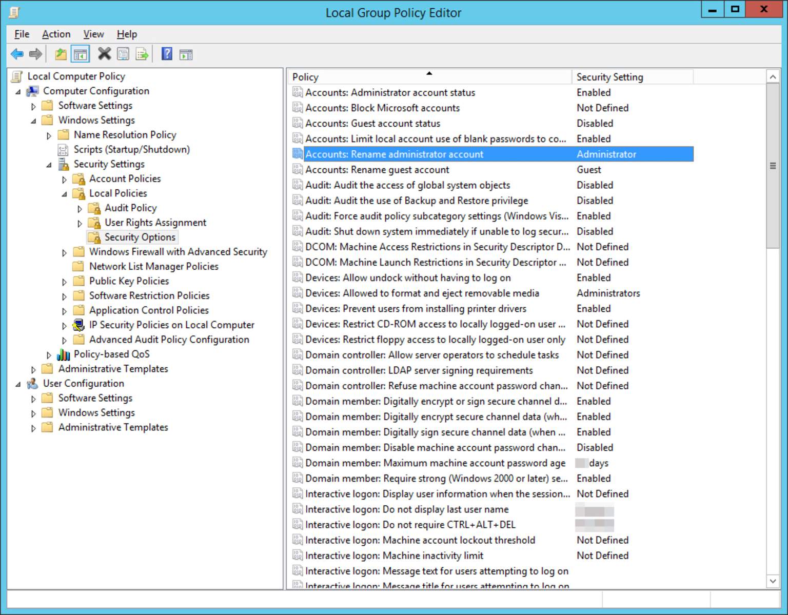 Sécurisation de Windows Server avec Local Group Policy